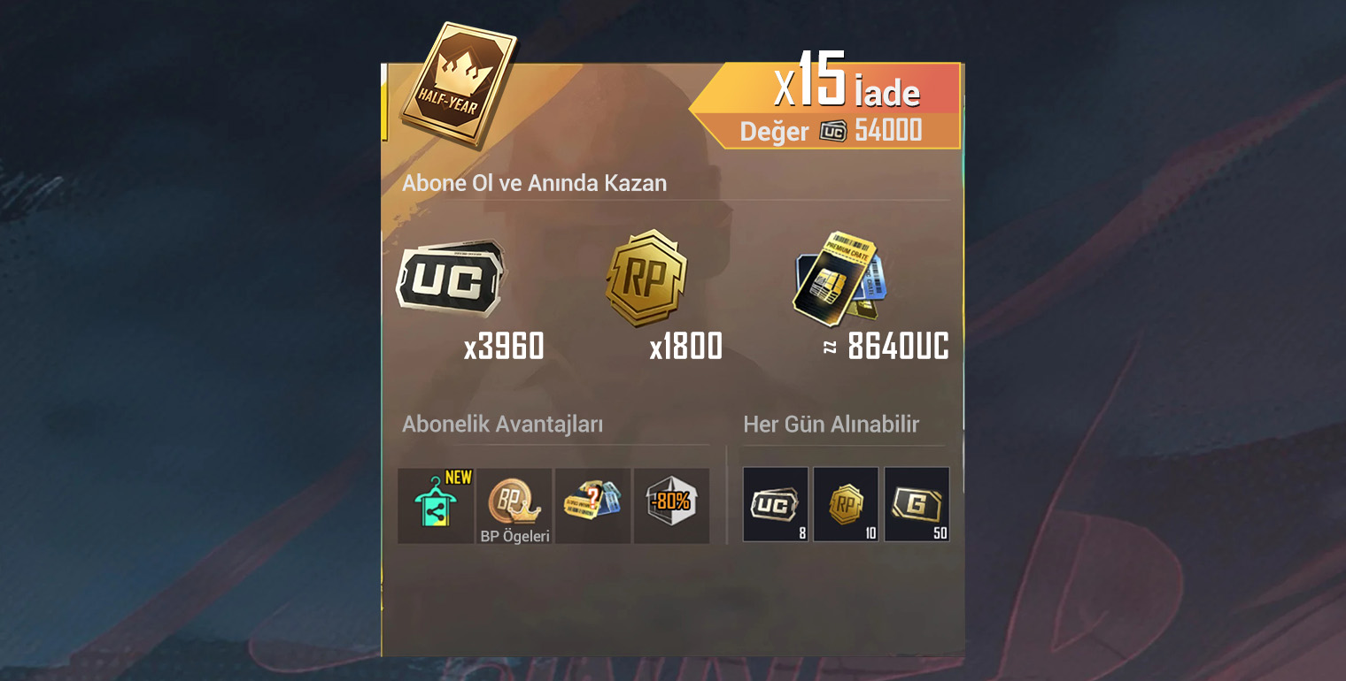Pubg Mobile Prime Plus 6  Aylıq