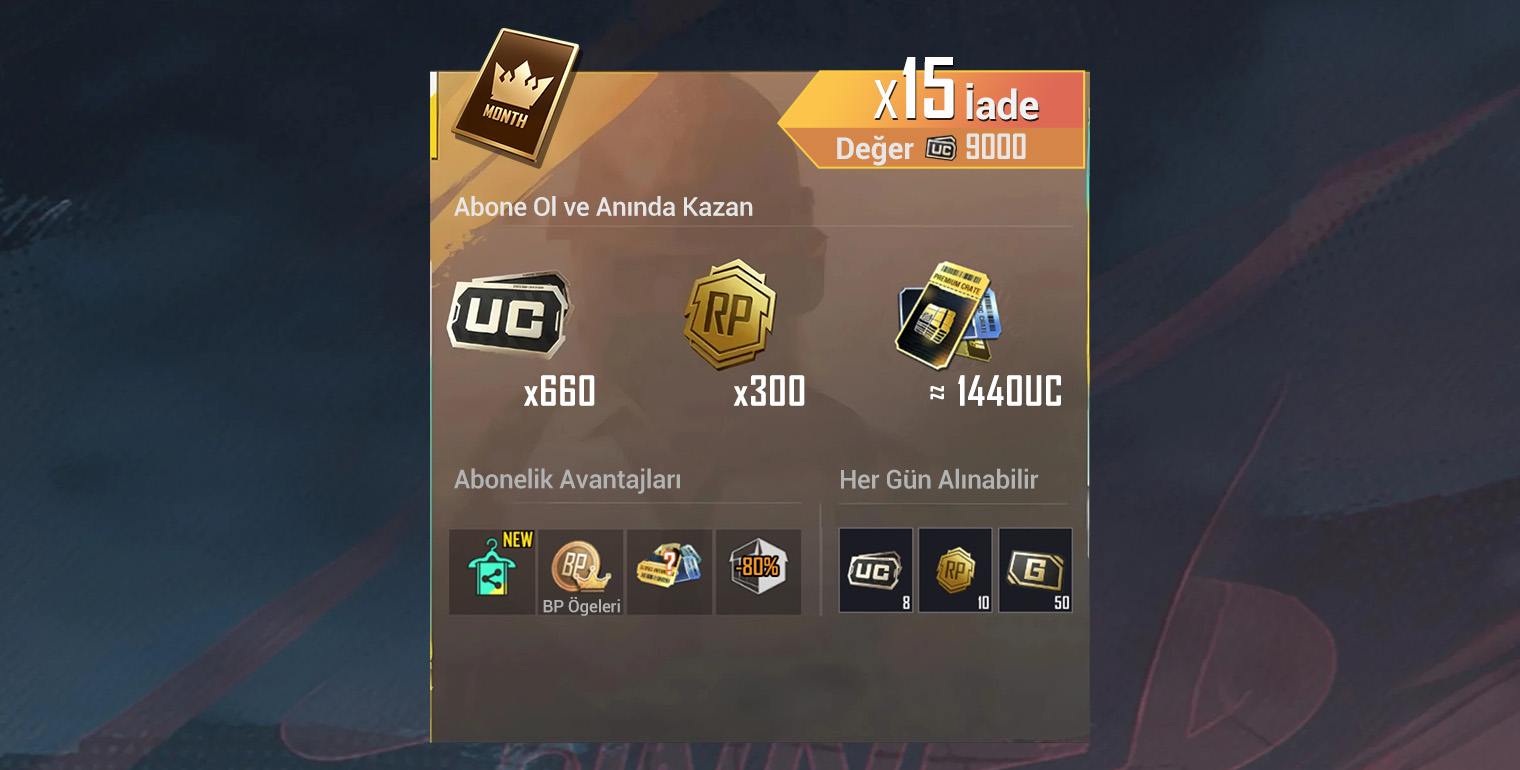 Pubg Mobile Prime Plus 1  Aylıq 